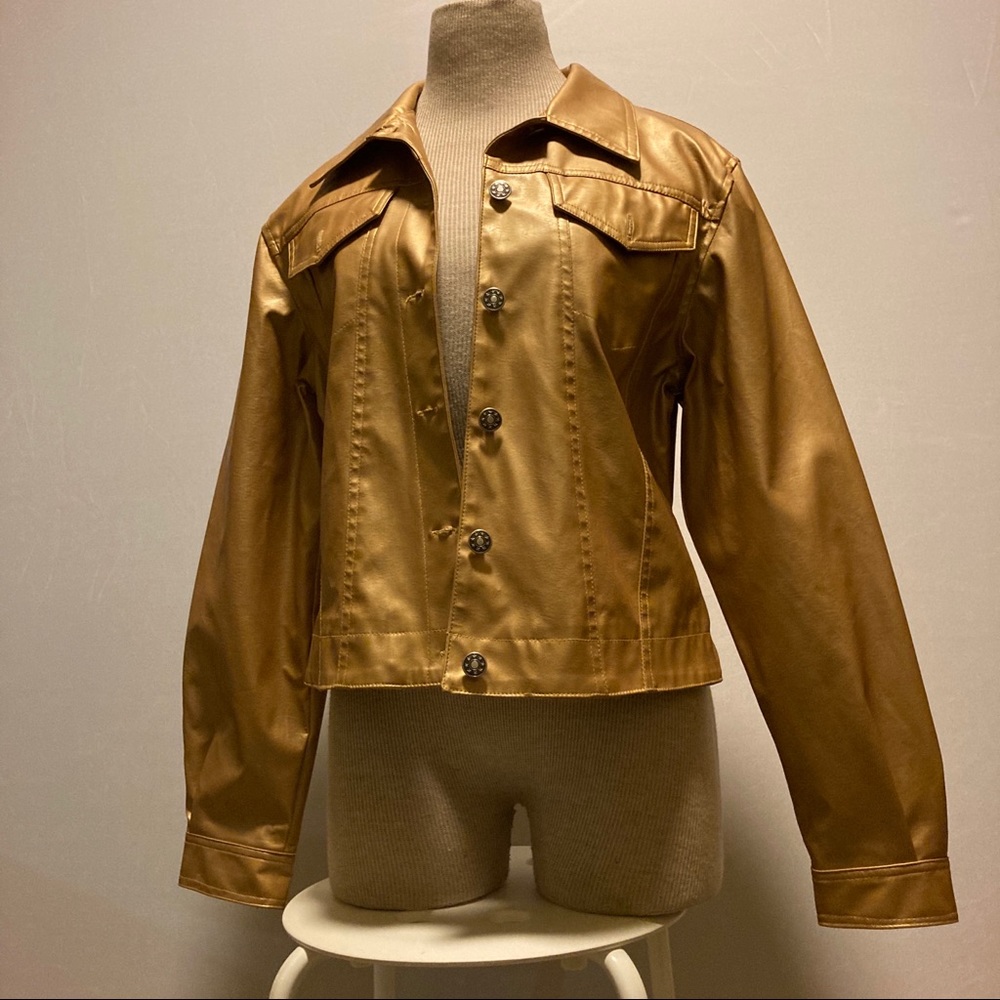 Gold Ashley by 26 International Faux Leather coat